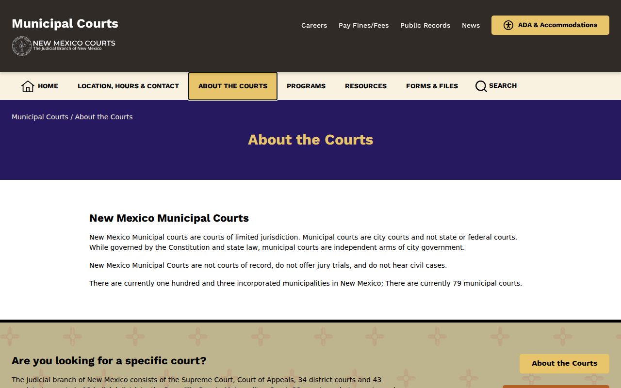 New Mexico criminal court cases municipal court structure