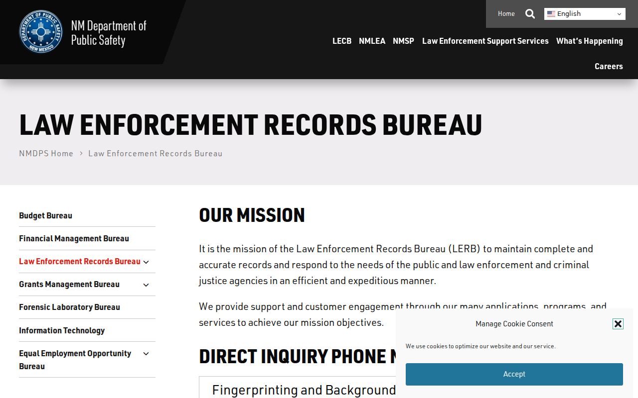 New Mexico DPS Law Enforcement Records Bureau criminal history services
