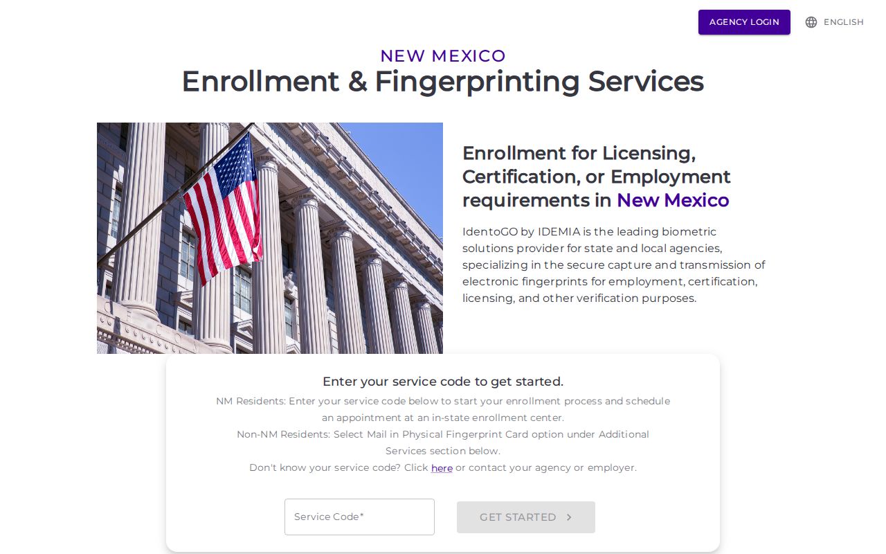 New Mexico DPS NMAPS IdentoGO fingerprint enrollment